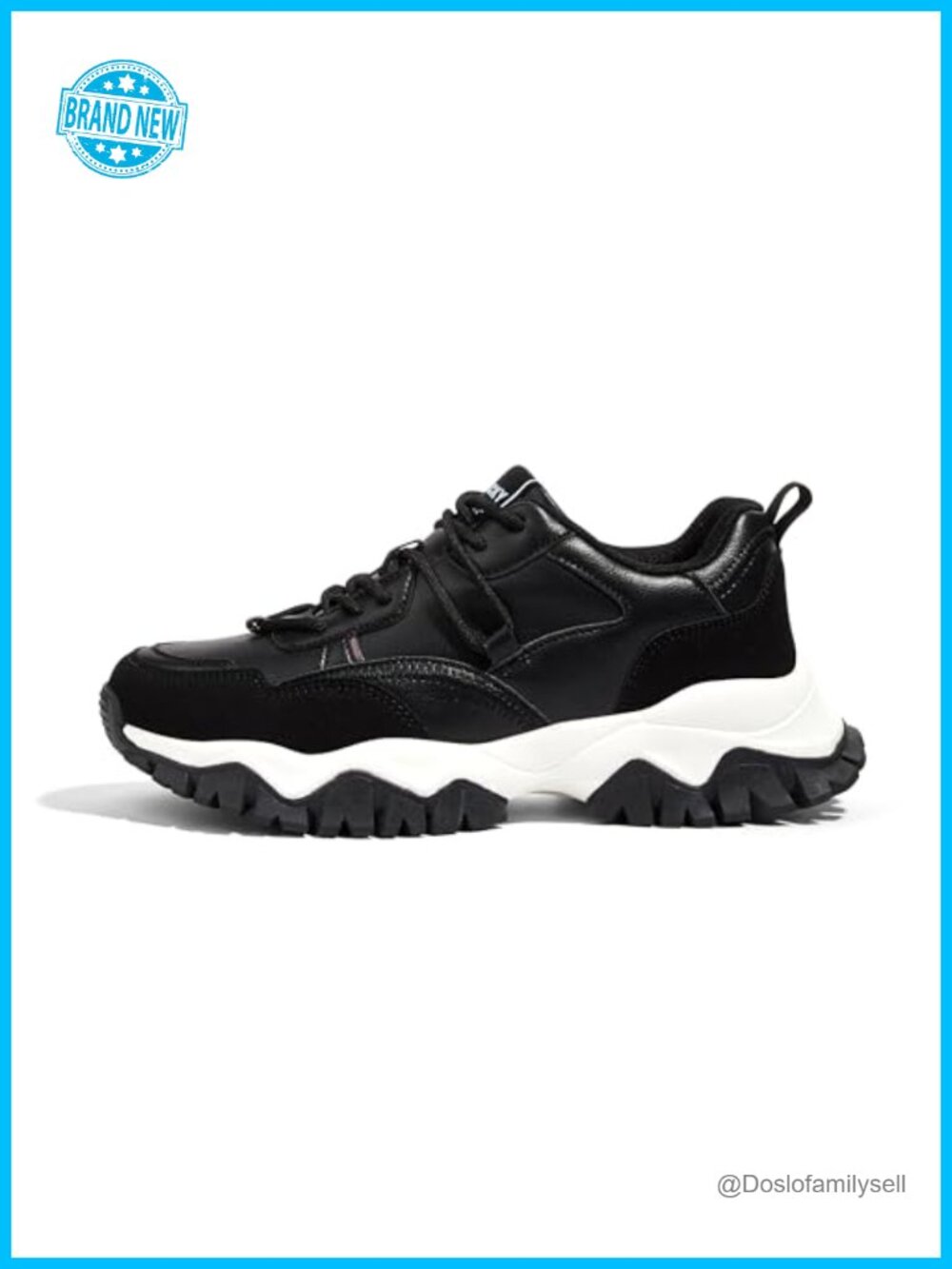 LUCKY STEP Women Chunky Platform Sneakers Retro Walking Shoes Faux Leather